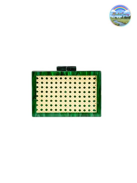 Handbags - Acrylic Rattan Pattern Square Box Crossbody Chain Handbag Evening Clutch